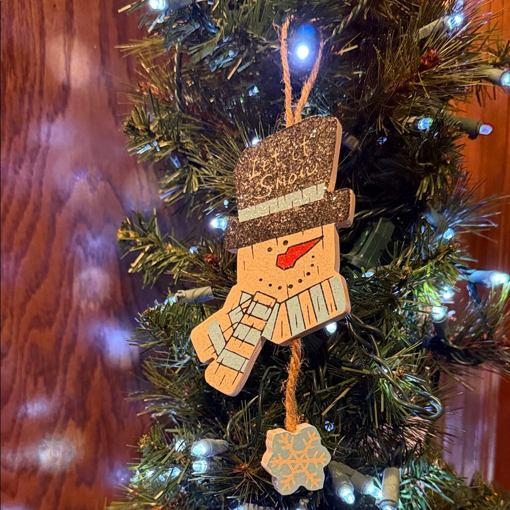 Festive Snowman Holiday Ornament - Black, White, Red